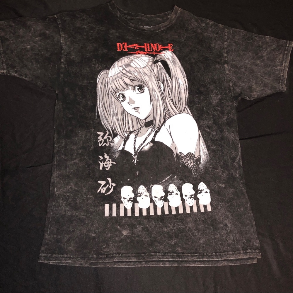 Black Anime Graphic Tee - Death note Manga Character Print large